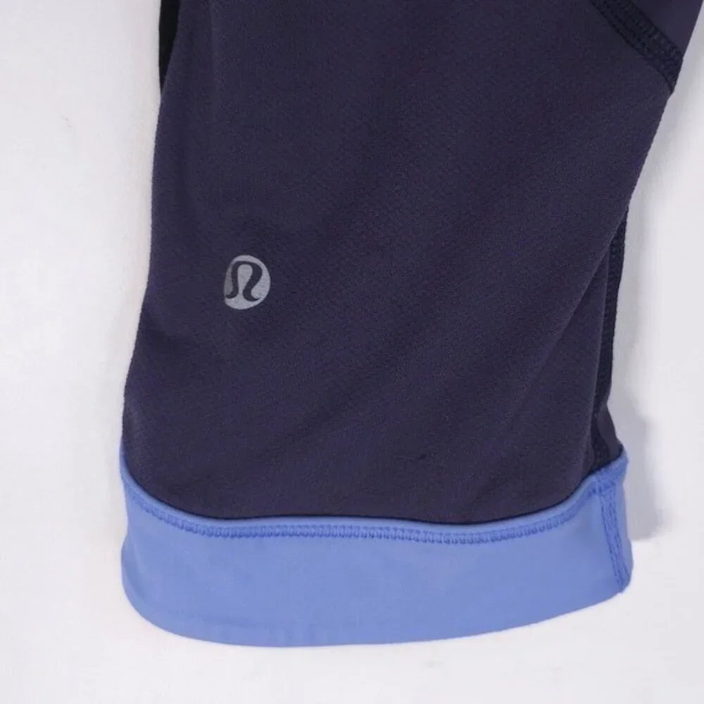 Lululemon Women's Leggings Size 4 Chase Me Crop II Cadet Blue Navy‎ Lullaby
